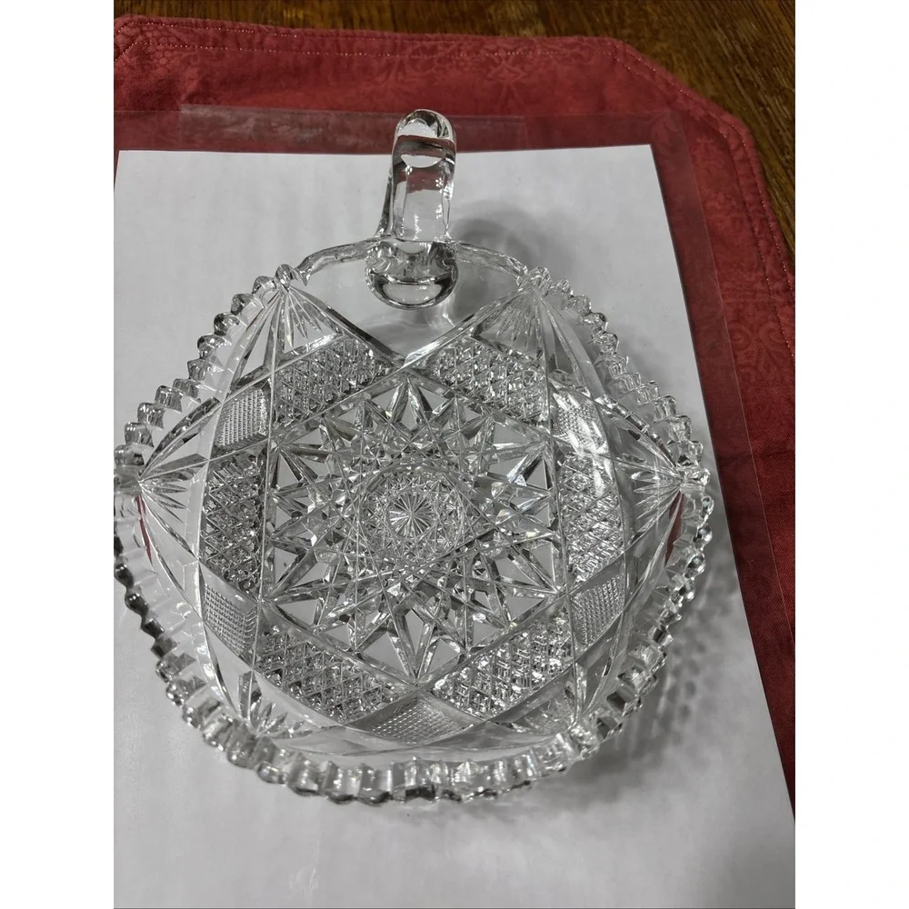 ABP Finely Cut Glass Nappy Hobstar Saw Tooth‎ Rim American Brilliant Period